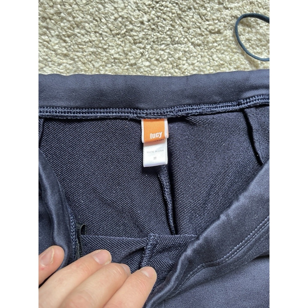 VTG Y2K Wide Leg‎ Cargo Sweats Pants Athletic Lounge Navy Drawstring Size M Lucy - Picture 4 of 6